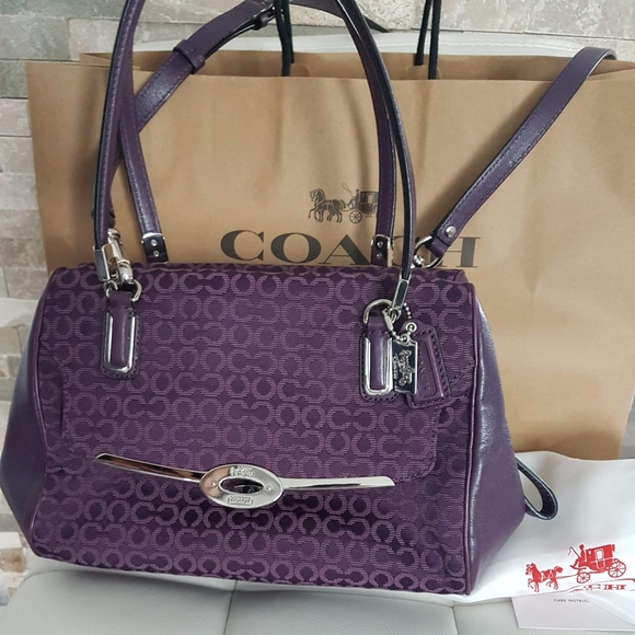 COACH Madison Needlepoint OP Art Madeline Satchel - Picture 2 of 6